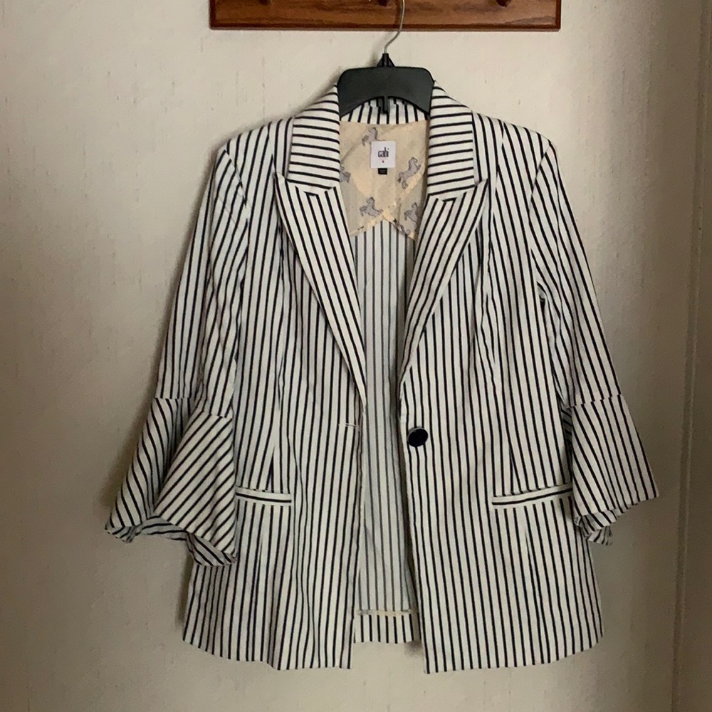 Cabi striped bell sleeve blazer jacket